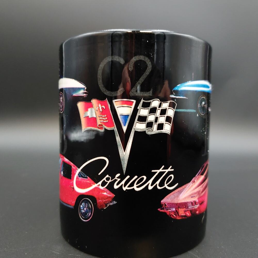 Corvette C2 Coffee Mug Black Ceramic GM Licensed Encore Xpres Vintage Car Gift